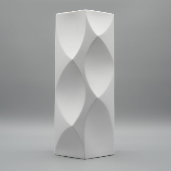 Image 1 of HUTSCHENREUTHER Biskuitporzellan-Vase „Archais“ Heinrich Fuchs Op Art Retro H 28cm