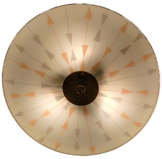 Image 1 of Vintage Czech Brussels Style Pendant Lamp – Atomic Arrow Glass – Žukov, 1960s