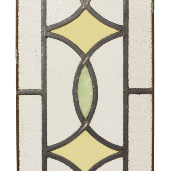 Art Deco Glasraam Glas in Lood Geometrisch 85x24cm – Decoratieve objecten, Vintage (photo 5 of 18)