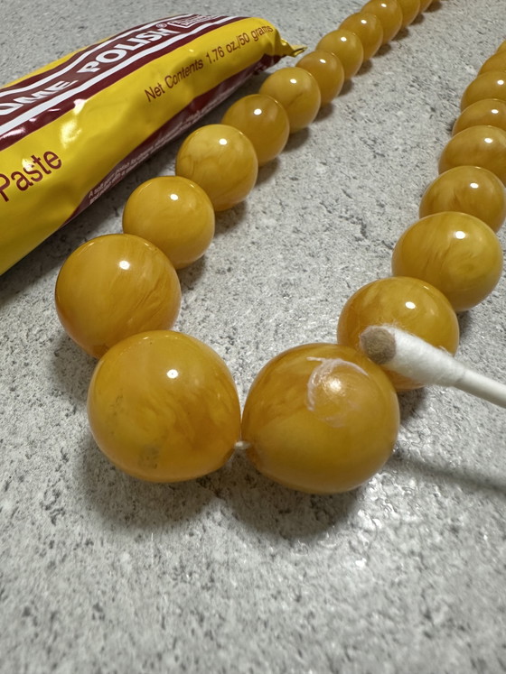Image 1 of Egg Yolk Bakelite Necklace 55 grams