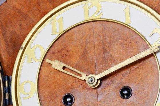 Restored Art Deco Table Clock, Made by UP Závody, Mahogany, Czech, 1920s – Glass, Wood (photo 11 of 17)