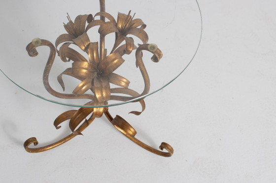 Hans Kögl Vintage Bijzettafel In Verguld Metaal En Glas – Jaren 60/70 (photo 4 of 6)