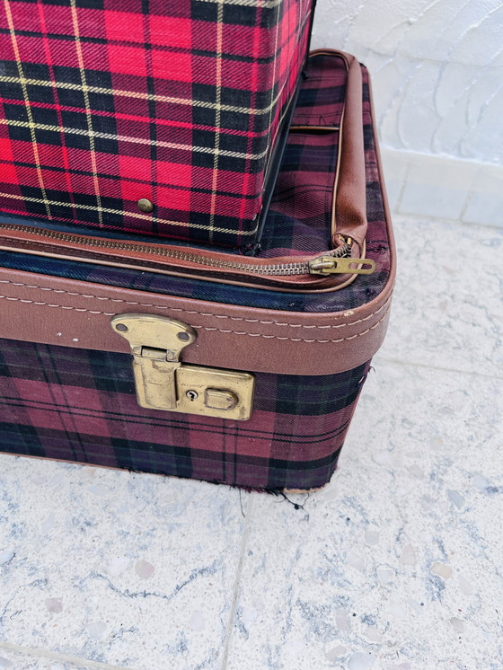 Image 1 of Coppia di valigie decorative scozzesi d'epoca