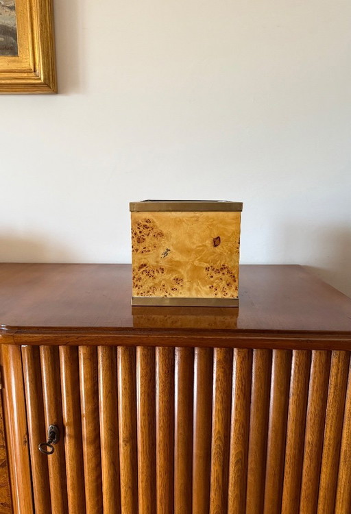 Hollywood Regency Blumentopf aus Wurzelholz und Messing, Vivai del Sud, Italien, 1970er Jahre