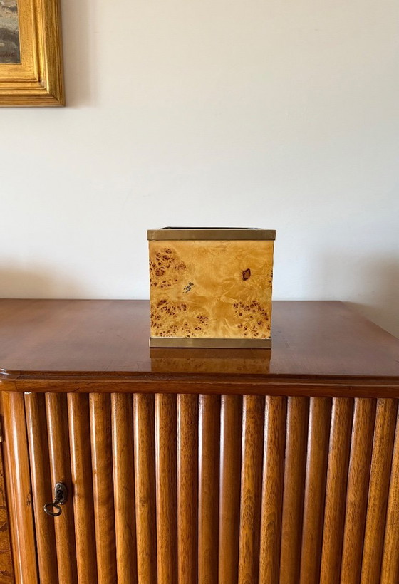 Image 1 of Hollywood Regency Blumentopf aus Wurzelholz und Messing, Vivai del Sud, Italien, 1970er Jahre