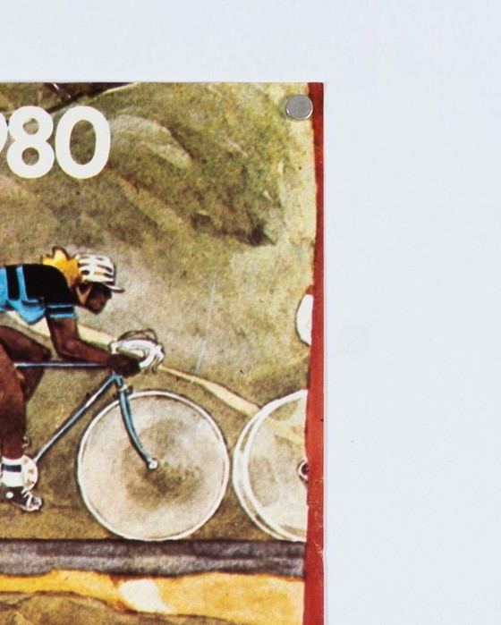 Image 1 of Originele vintage Olympische poster van het wielrennen in Moskou in 1980 – Vintage – 61x40,5 cm