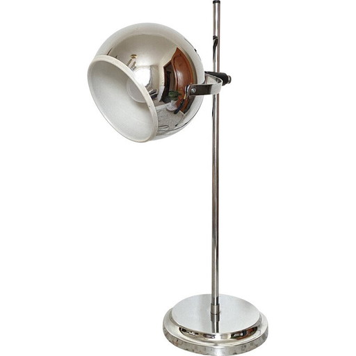 Vintage Space Age bureaulamp in aluminium en chroom van Goffredo Reggiani voor Reggiani, Italië 1960