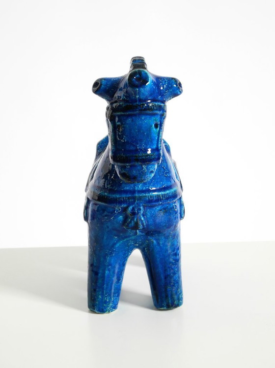 Image 1 of Wunderschönes Keramikpferd aus den 1960er Jahren aus der Kollektion „Rimini Blue“ von Aldo Londi für Bitossi, Italien.