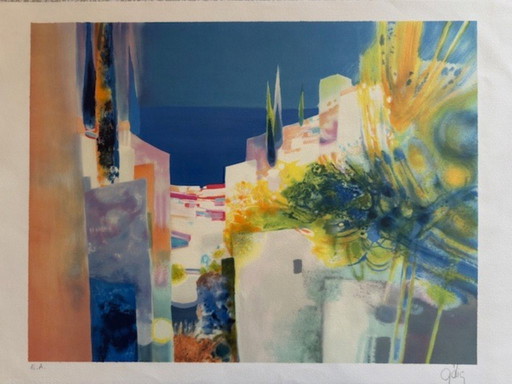 Lithografie „Ein Sommer in Mykonos“ von Daniel Gélis