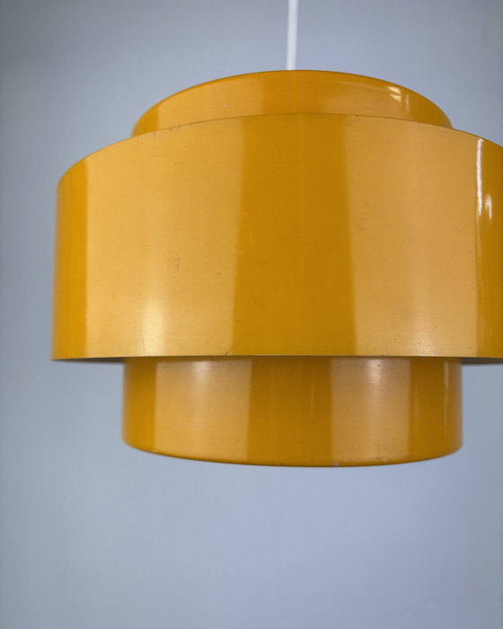 Image 1 of Space Age Ceiling Lamp, Fog & Mørup, 1960s Yellow, Denmark, Minimalistic Design, Retro-Futuristic Lamp, Sputnik Design Jo Hammer