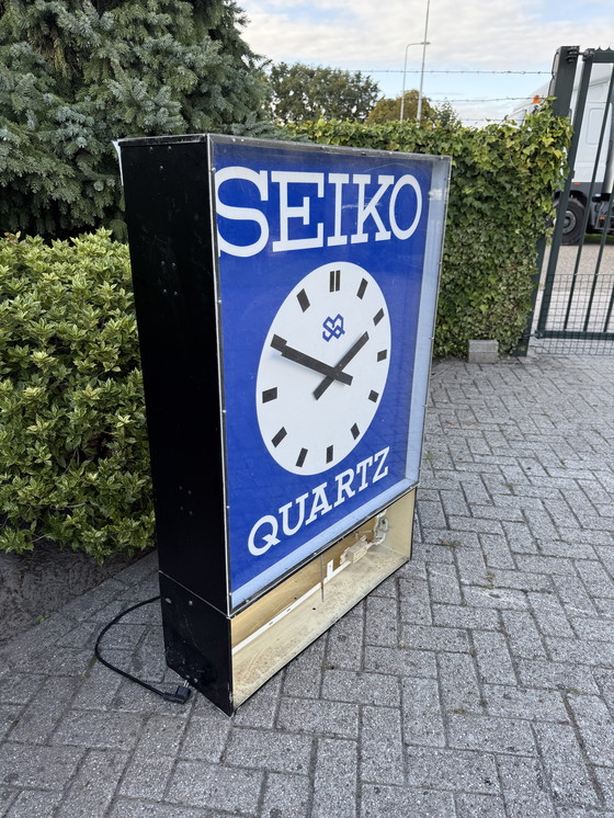 Image 1 of Caja de luz grande Seiko con letrero de tienda de reloj eléctrico