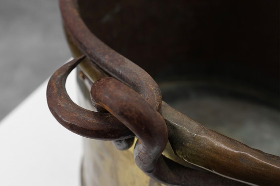 Image 1 of Large Antique Hand-Hammered Copper Kettle, France, 19th Century