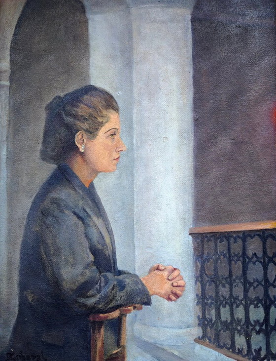 Image 1 of René Griboval – Oil painting, female profile portrait, ca. 1930–1940