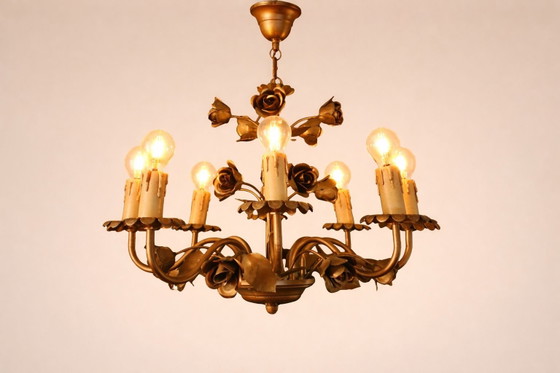 Set of 3 Hollywood Regency lamps 
Masca firenze, Chandeliers, Metal, Plastic, Creme (photo 9 of 9)