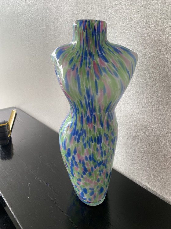 Image 1 of Large Murano Vase with Vintage Woman's Bust
