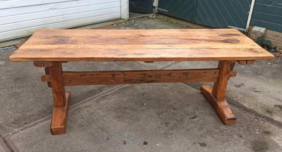 Image 1 of Antique rustic solid oak large dining table
