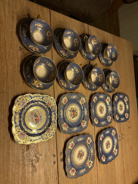 Vaisselle vintage Kgl.priv.Tettau, Königlich Tettau, Or, Porcelaine, Bleu (photo 4 sur 5)