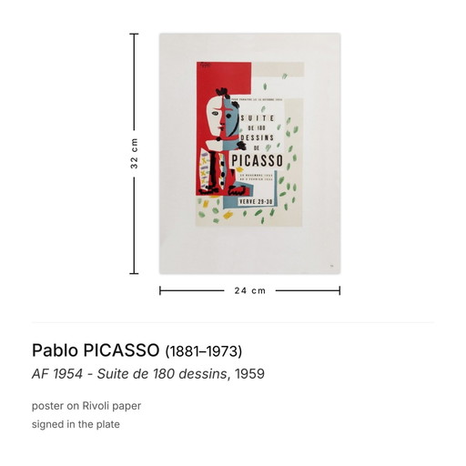 Pablo PICASSO AF 1954 - Suite de 180 dessins poster 1959