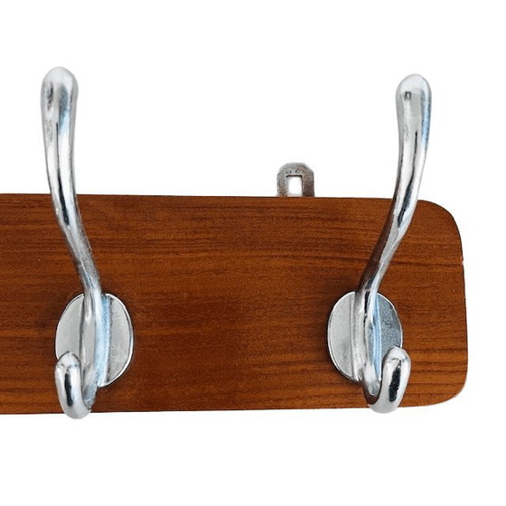 Image 1 of Porte-manteau vintage danois en teck chromé, années 1960
