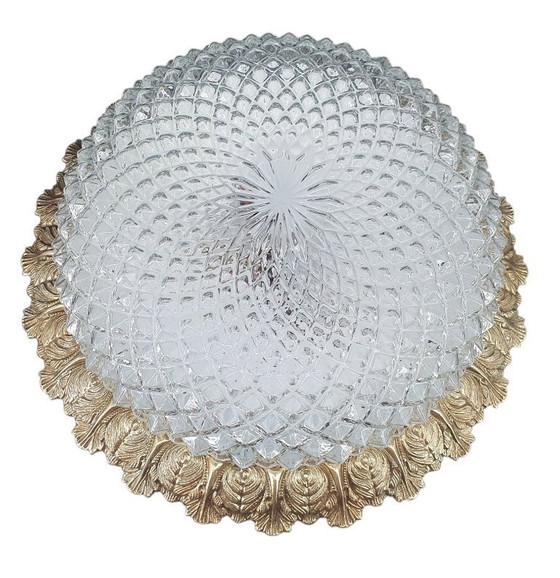 Image 1 of 2247 lampada da soffitto in vetro a rilievo con bordo color rame