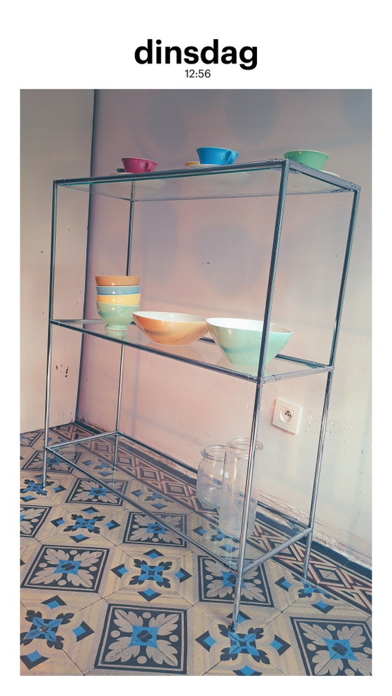 Abstracta Kast, Jaren Zestig Design, Poul Cadovius – Vitrinekasten, Chrome, Glass (photo 13 of 15)
