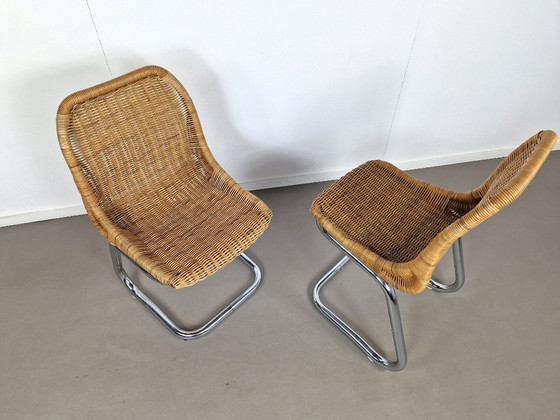 Image 1 of Juego de dos sillas Rohé Noordwolde | Ratán y cromo