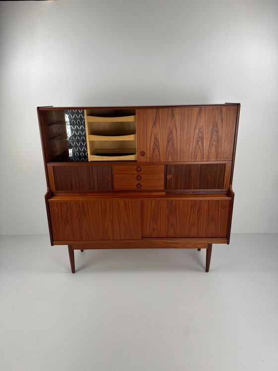 Image 1 of Johannes Andersen Highboard for J. Skaaning & Søn – Danish Design with Hidden Bar, 1960s