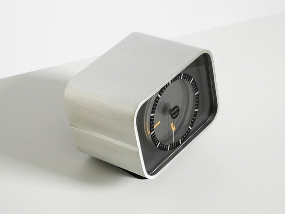 Image 1 of Horloge de table SABA originale, très rare et de grande taille, avec boîtier en aluminium, datant de 1975.