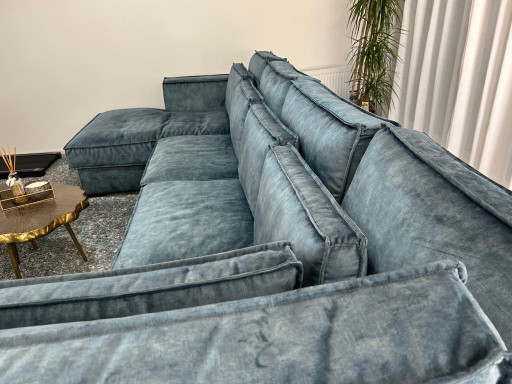 Luxe grote U-hoekbank. Petrol blue – Eric Kuster, hoekbanken, Textile
