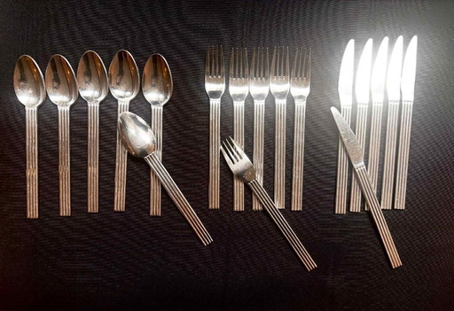 Vintage IKEA Strateg Flatware Set: 18-Piece Postmodern Stainless Steel Cutlery