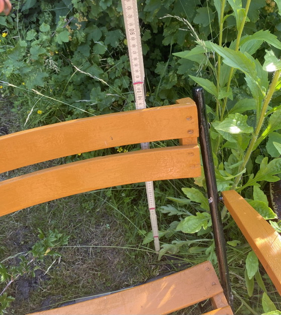 Image 1 of 4x Vintage Folding Chair + Table GDR Seating Set Germany Rare