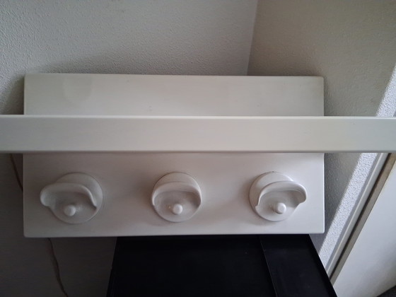 Image 1 of Vintage Separate Kartell Coat Rack Hat Shelf White, With 3 Coat Rack Hooks