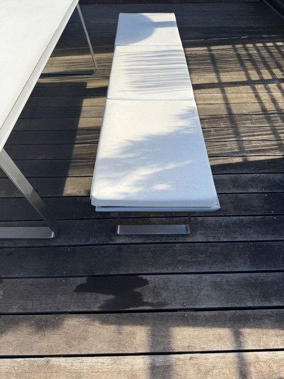 Exceptional extendable outdoor table + 2 stainless steel benches with marine upholstery - Design by (photo 12 of 12)