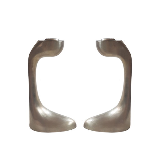 Italian Brass Candleholders, Set of 2