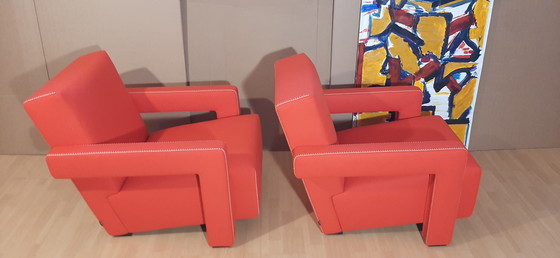 Image 1 of Cassina 2 Poltrona 637 Utrecht Nuova Mai Usata Lampo Rosso Lana 13L