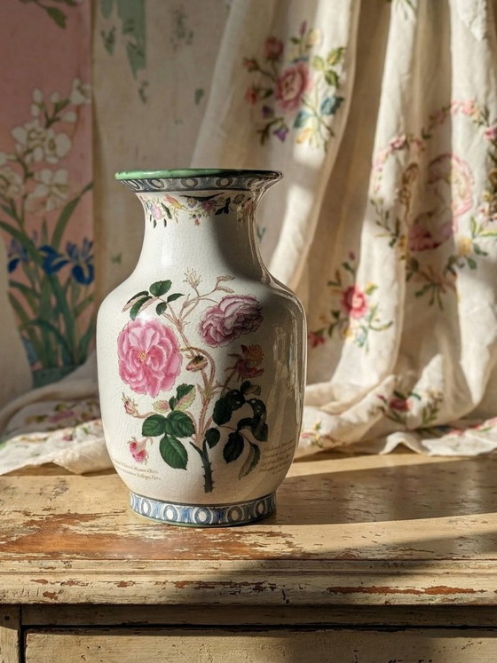 Imponente vaso in maiolica craquelé decoro botanico policromo Wong Lee 1895 vintage, Vasi, Ceramica (foto 2 di 14)