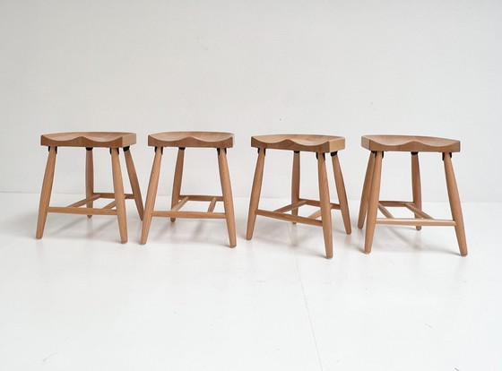 Image 1 of Set of 4 solid wood design stools, after 2000