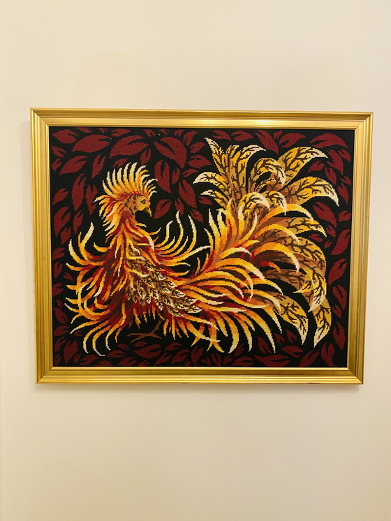 Image 1 of Tapisserie vintage Oiseau de feu années 60/70