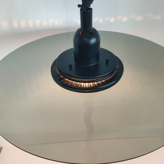 Image 1 of Vintage Verstelbare Ronde "Ufo" Glazen Plafondlamp (smokeglass)