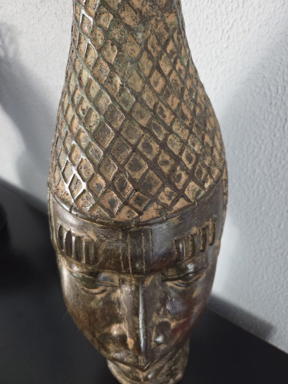 Benin Bronze Head Queen Mother (Iyoba) Idia – Sculpture (photo 6 of 13)