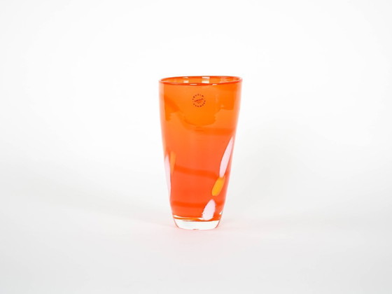 Image 1 of Orange glass vase, Danish design, 1960s, manufactured by Søholm
