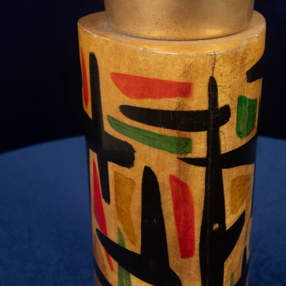 Thermos Aldo Tura Mod. 796D en parchemin à décor abstrait, 1940 – Objets déco, Leather, Abstract (photo 19 of 24)