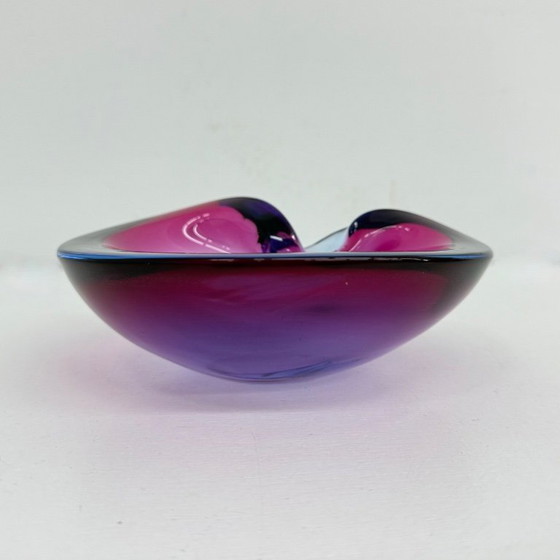 Image 1 of Set of 3 murano summerso pink glass bowls , 1970s