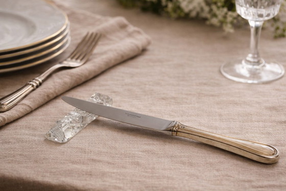 Image 1 of Set di 6 poggia-coltelli vintage in cristallo – stoviglie in vetro tagliato