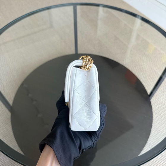 Image 1 of Chanel Flap Mini 21CM Sweetheart 23P - Caviar Quilted White Gold Hardware Microchip
