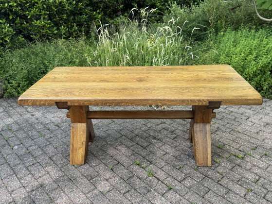 Image 1 of Brutalist oak dining table by De Puydt