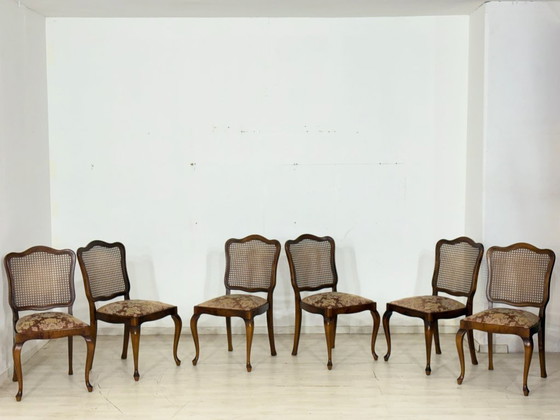 Image 1 of Set van 6 Chippendale stoelen / Vintage eetkamerstoelen / Stoelen uit het midden van de vorige eeuw