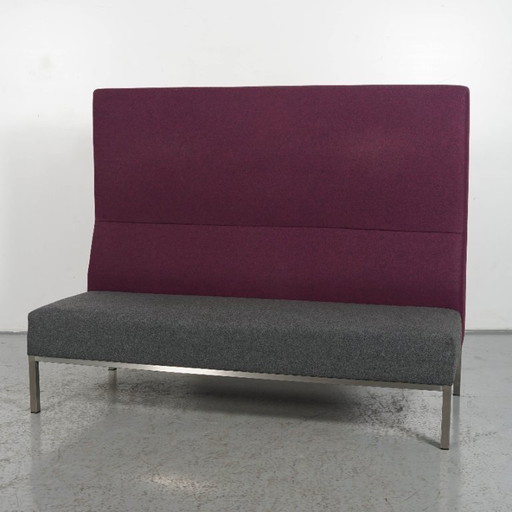 Treinbank Palau, 170 x 74 cm, antraciet / paars – akoestische bank, Metal, Wool