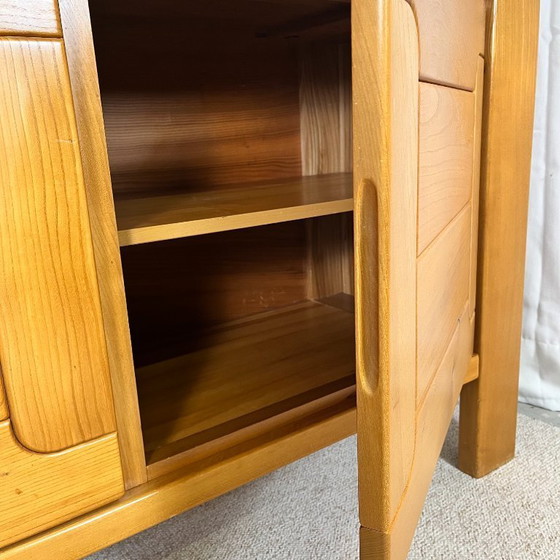 Image 1 of Large French sideboard in solid elm, 1970, attributed to the Chauvin Workshop