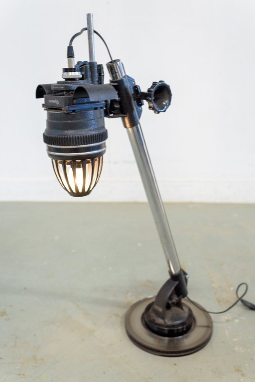 'the Industrial Cage' – Upcycled Floor Lamp From Vintage Meopta Enlarger